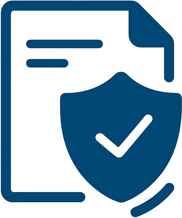 Dokument mit Schutzschild und Haken – symbolisiert rechtlich anerkanntes Immobiliengutachten nach § 194 BauGB