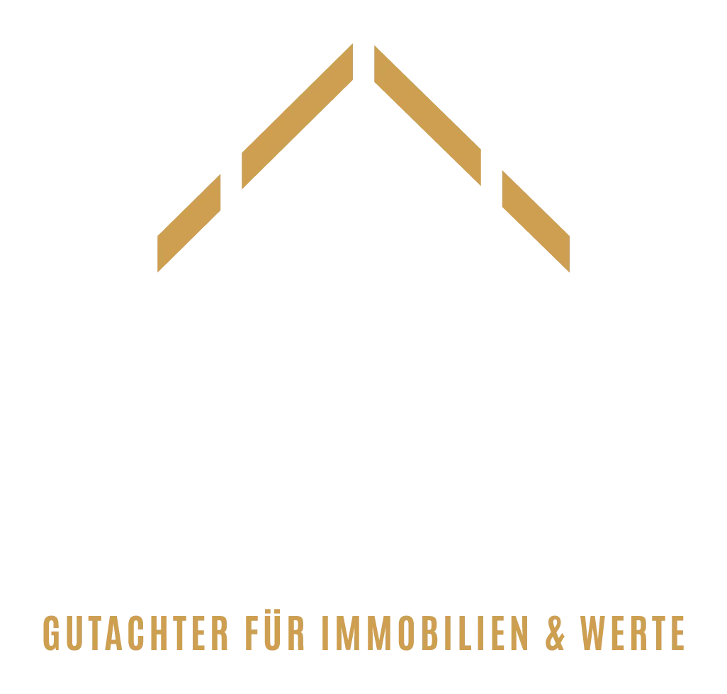 Logo von Daniel Esser – Gutachter für Immobilien & Werte mit stilisiertem Haus, Waage, Uhr und Maßstab